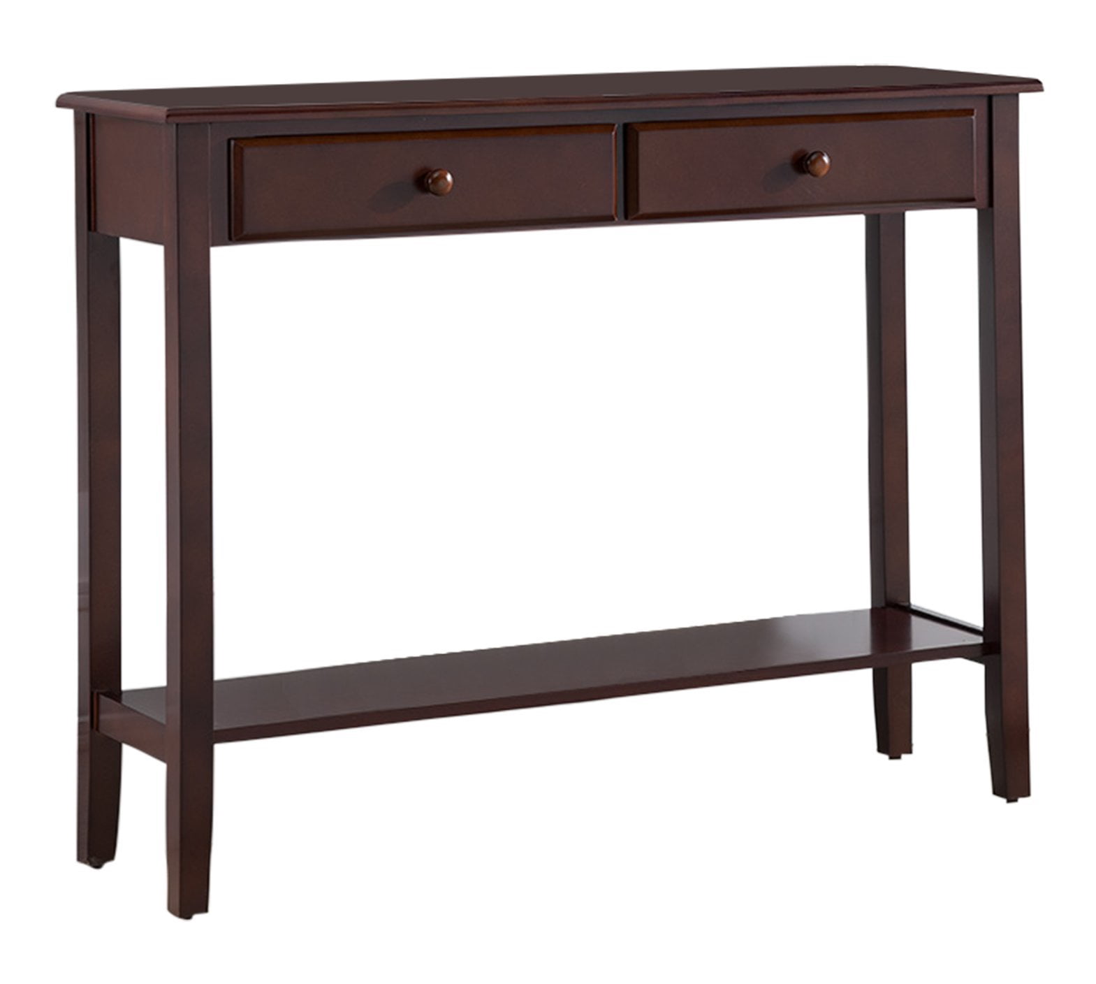 Kings Brand Furniture Wood Console Entryway Table with 2 Slim Drawers & Lower Shelf, Walnut