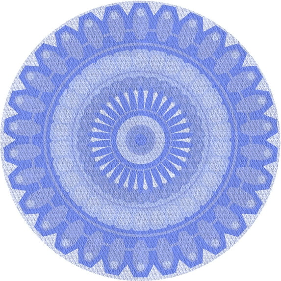 Ahgly Company Machine Washable Indoor Round Transitional Sky Blue Area Rugs, 7' Round