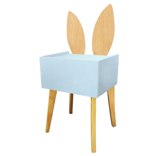 Buro Mesa De Noche Orejas Conejo Recamara Niña Luz Led Azul