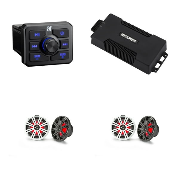 Kicker Power Sports Bundle, 51KBTR Bluetooth Source, 48PXA4004 Amp & (2) 45KM84L Speakers