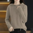thumbnail image 2 of JJHGVB Hooded Sweater Women Thermal Sweater for Women Pull Over Sweaters Womens Tops for Women Summer Basics Womens Tank Tops Womens Summer Tops Knit Sweater for Women Khaki XL, 2 of 4
