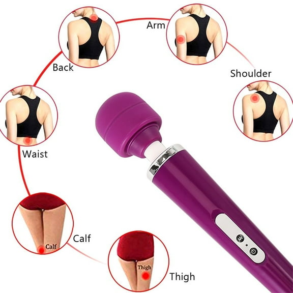 10 Speeds Wired Powerful Handheld Wand Massager with Strong Vibration, Personal Therapy Massager for Sports Recovery, Muscle Aches, Body Pain (Purple)