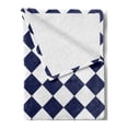 thumbnail image 2 of Blue Soft Flannel Fleece Blanket, Classical Old Fashioned Checkered Pattern Geometric Diagonal Skewed Squares, Cozy Plush for Indoor and Outdoor Use, 70" x 90", Navy Blue and White, by Ambesonne, 2 of 5
