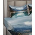 thumbnail image 6 of Ambesonne Mountain Fitted & Top Sheet Set with Shams, Alpine Lake Sky Forest, Blue Green Grey, 6 of 8