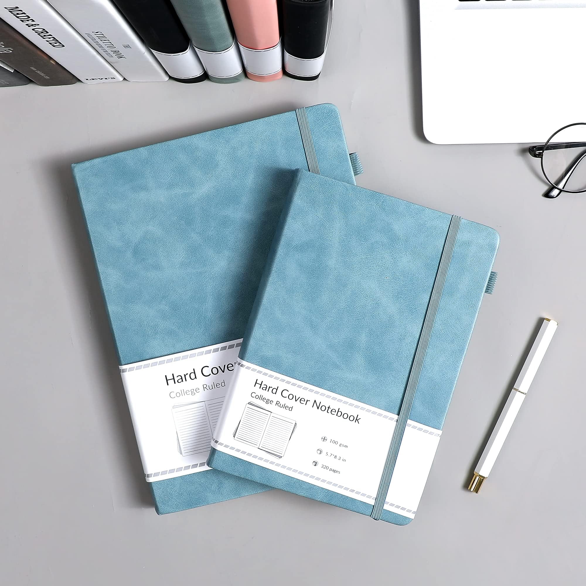 Lined Journal Notebook for Women Men 320 Pages 100 Gsm Paper Thick Journaling Notebooks A5 Leather Journals for Writing Hardcover Journal Supplies for Work Note Taking Diary, 5.7x8.3 In, Green