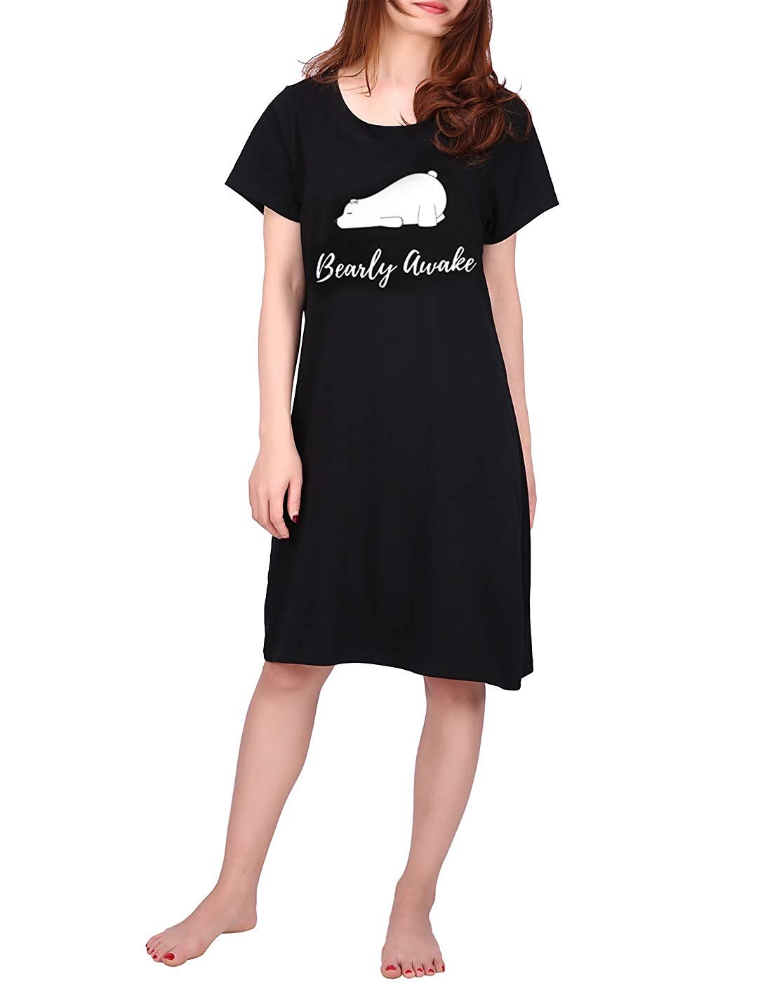 HDE Womens Sleepwear Cotton Nightgowns Short Sleeve Sleepshirt Print