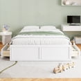 thumbnail image 3 of Harper & Bright Designs Queen Platform Beds with 6 Storage Drawers, Rustic Wood Queen Size Platform Bed Frame without Headboard, White, 3 of 15