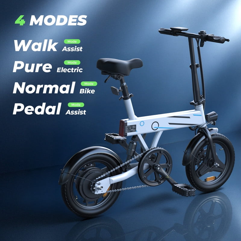 750W Peak Folding Electric Bike for Adult Teens,20MPH 36V/7.8AH,14" Ebike,White