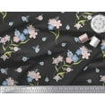 thumbnail image 2 of Soimoi Rayon Fabric Leaves & Periwinkle Floral Print Fabric by the Yard 42 Inch Wide, 2 of 3