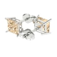 thumbnail image 2 of Clara Pucci 3Ct Natural Morganite Princess Cut VVS1 Push Back Stud 14k Solid hypoallergenic Gold Designer Earrings For February, 2 of 7