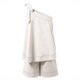 thumbnail image 5 of Conjunto de dos piezas con un solo hombro para mujer: top con cintura elástica y pantalones cortos para vacaciones o yoga, 5 of 7