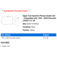 thumbnail image 2 of Upper Fuel Injection Plenum Gasket Set - Compatible with 1996 - 2000 Chevy C3500 5.7L V8 1997 1998 1999, 2 of 2