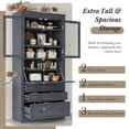 thumbnail image 5 of Harper & Bright Designs Tall Kitchen Pantry Cabinet with Power Outlets, Freestanding Cupboard with 3 Drawers and Adjustable Shelves for Dining Room, Grey, 5 of 20