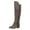 Grey, variant on Winter Fall Fringe Knee High Cowboy Boots for Women Slouchy Chunky Mid Heel Buckle Wide Calf over The Knee Cowgirl Boots