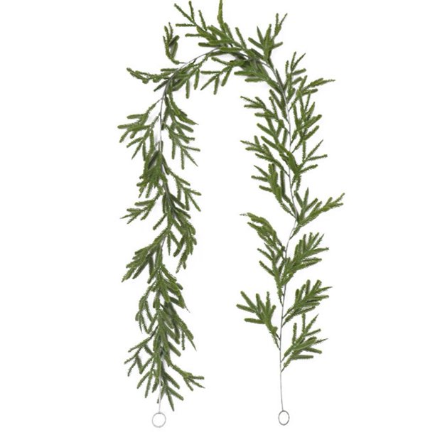 CAIROYAR Guirnalda de pino Norfolk artificial, guirnalda navideña de pino Norfolk de tacto real, guirnalda navideña suave y flexible, guirnalda de cedro realista de 6 pies, para mesa, repisa, pared, d