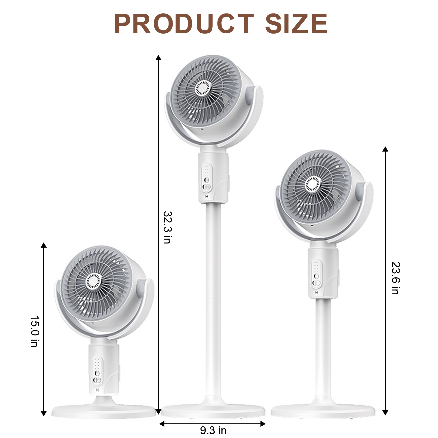 FOUKUS Rechargeable Adjustable Height 90 Oscillating Pedestal/Tabletop Fan