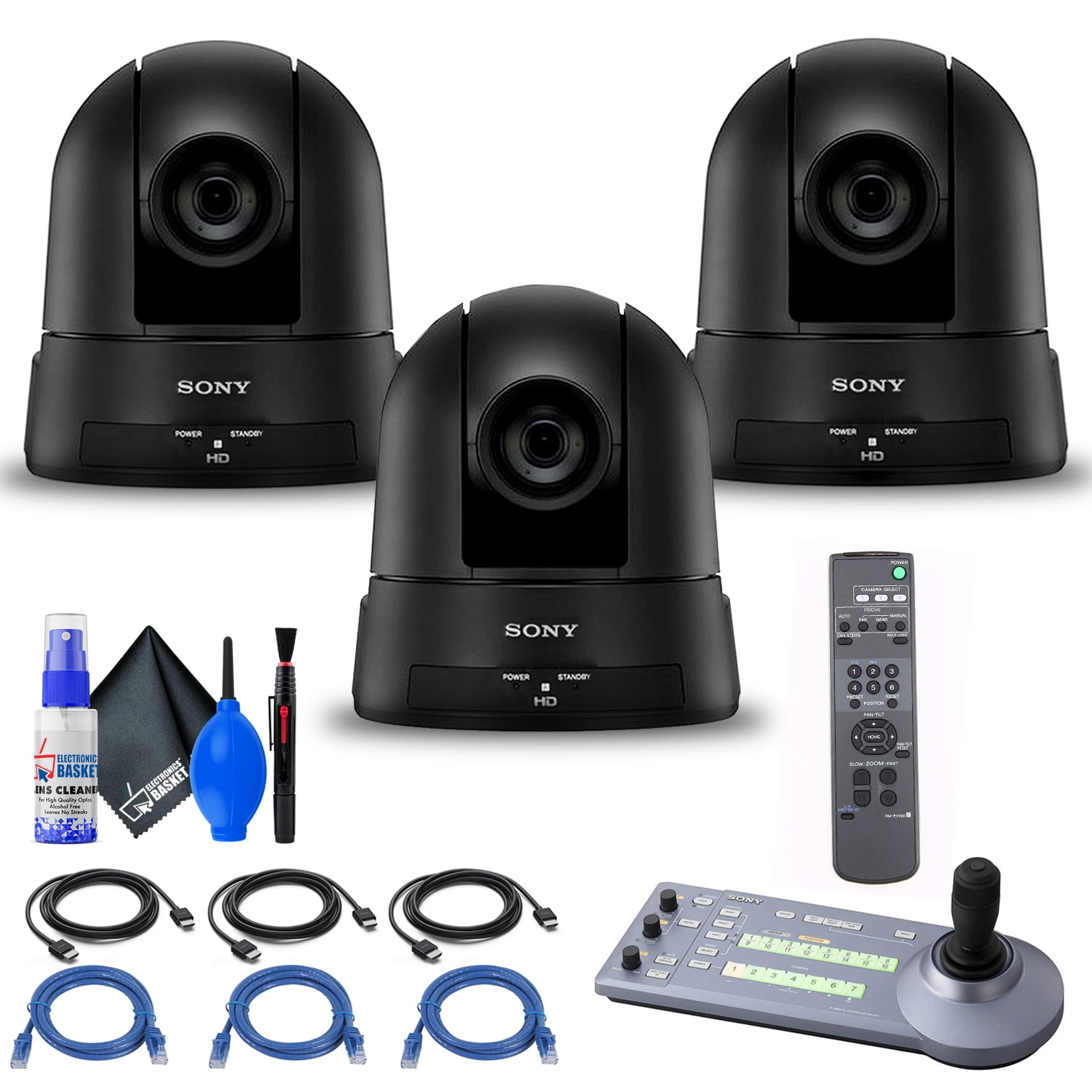 3 x Sony SRG300H 1080p Remote PTZ Camera W/ 30x Optical Zoom Remote