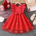 thumbnail image 2 of CAUYDY 2T 3T 4T Little Baby Girl Summer Dress 5T 6T 7T Kid Girls Tulle Dresses Ruffle Sleeveless Children's Birthday Party Wedding Graduation Ceremony Dress (Sizes 6-7 Years,F2-Red), 2 of 5