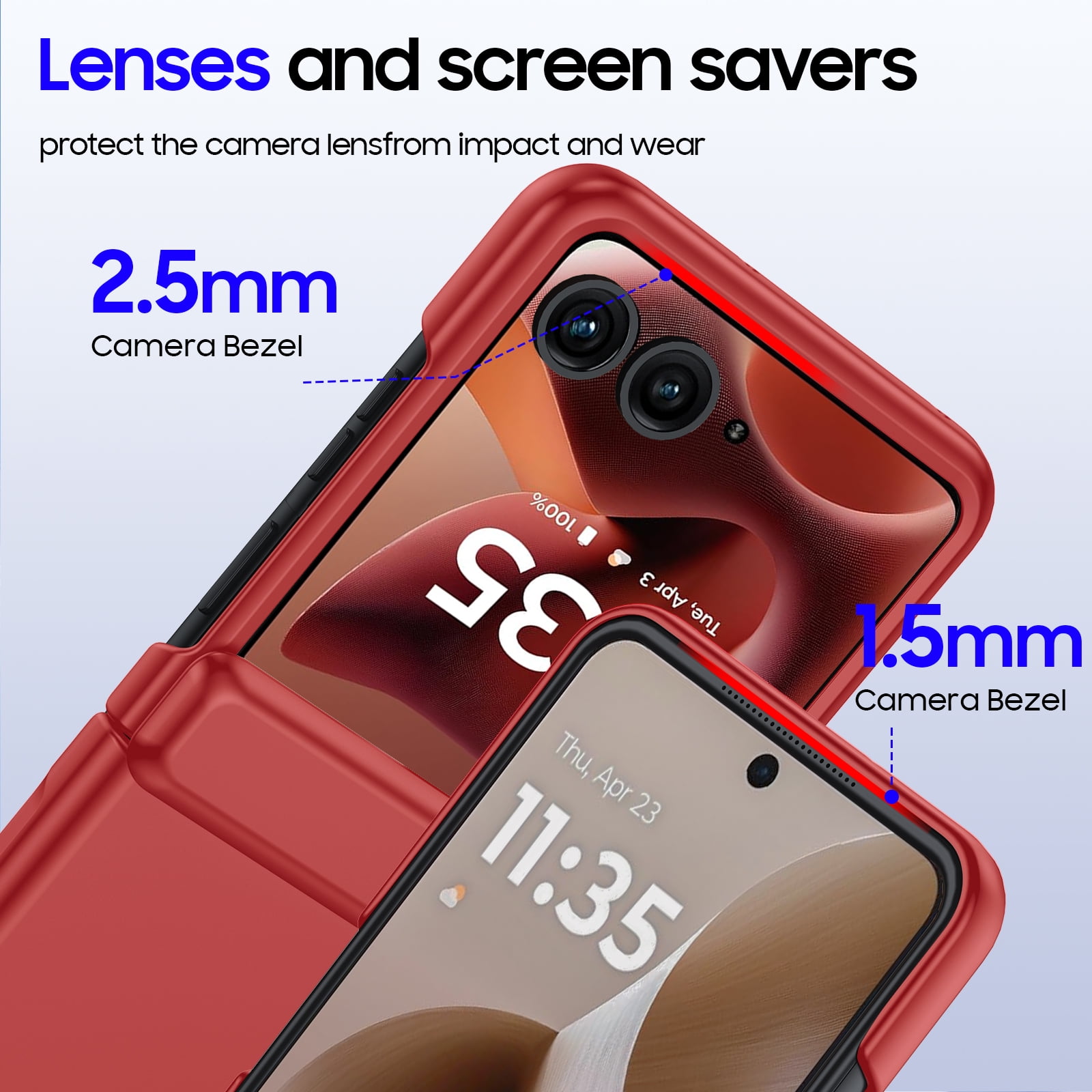 Oupeigar For Motorola Razr 60 Ultra Case With Hinge Protection,Built-in Screen Protector,Slim Full-Body Rugged Anti-Scratch Shockproof Protection Phone Case-Red