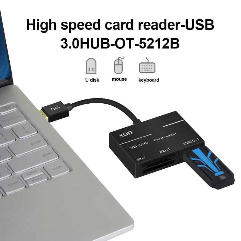 XQD Card Reader USB 3.0 Hub 500MB/s High Speed 3 in 1 Camera Kit Adapter NIGH 