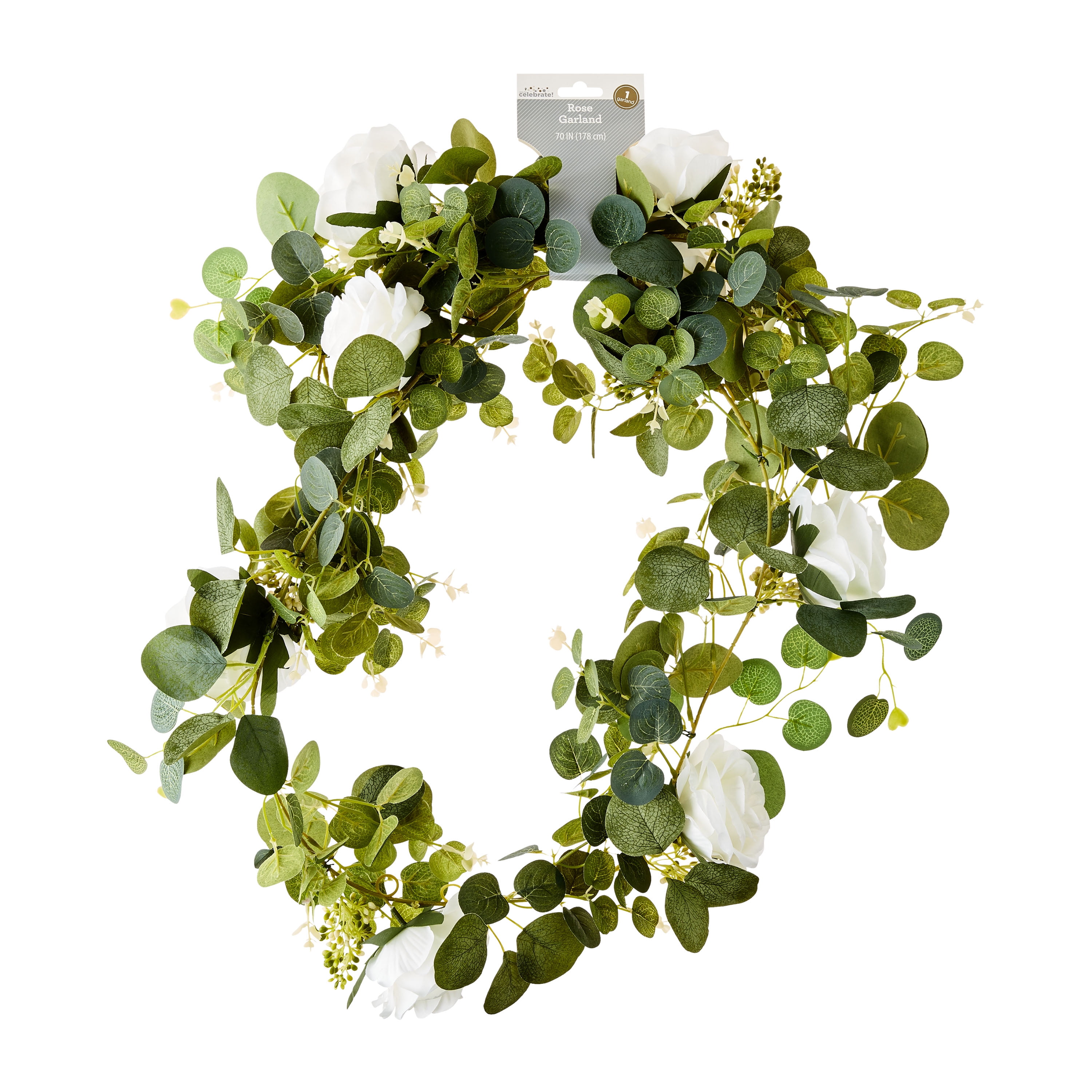 Artificial White Rose Garland, 70", by Way To Celebrate