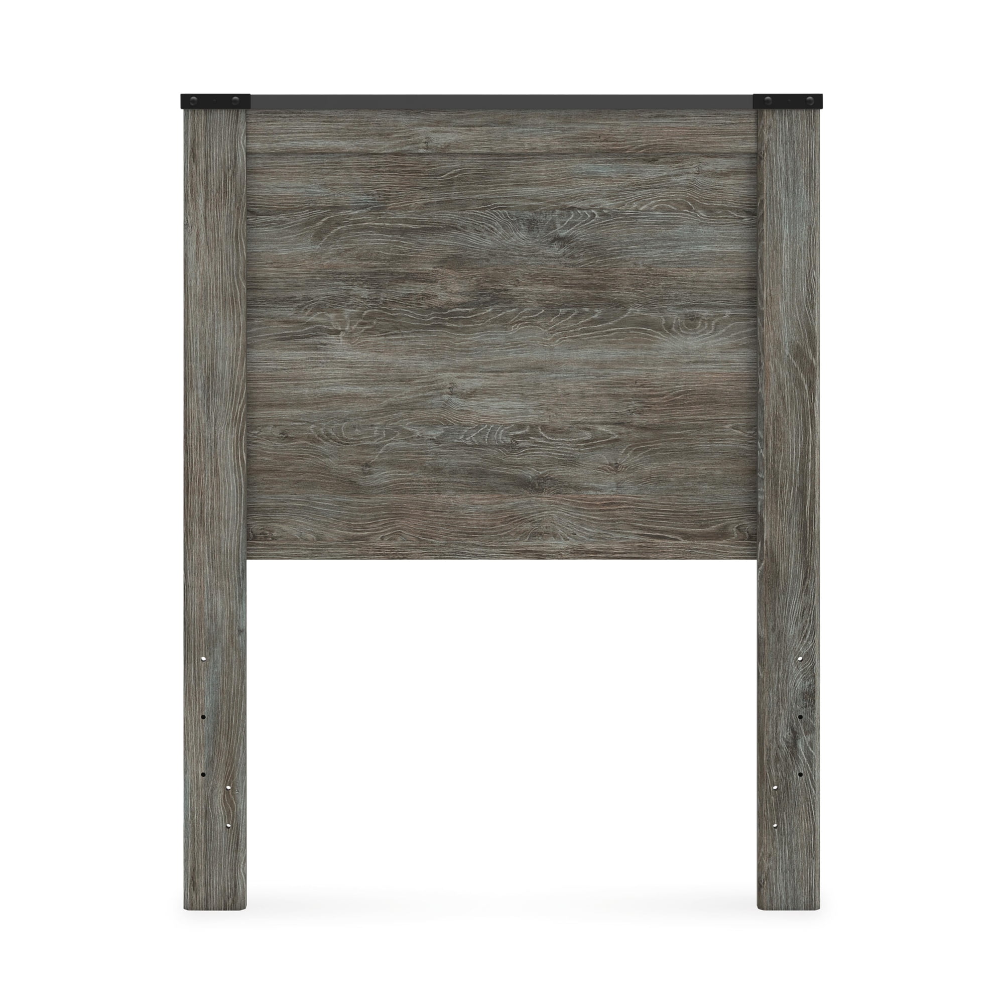Signature Design by Ashley Frandern Twin Gray Farmhouse Headboard, Rustic Wood-Look Panel with Industrial Accents