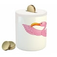 thumbnail image 2 of Orange and Pink Piggy Bank, Flying Tropical Flamingo Pattern Cartoon Style Exotic Animal Illustration, Ceramic Coin Bank Money Box for Cash Saving, 3.6" X 3.2", Orange Pink, by Ambesonne, 2 of 4