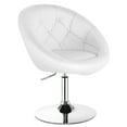 thumbnail image 1 of Costway 1PC Adjustable Modern Swivel Round Tufted Back Accent Chair PU Leather White New, 1 of 9