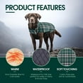 thumbnail image 4 of Kuoser Reversible Dog Coat Adjustable British Style Plaid Pet Jacket, Waterproof and Windproof, Green, XS, 4 of 8