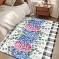 thumbnail image 4 of 3'x5' Area Rugs, Blue Pink Hydrangea Indoor Outdoor Area Rug for Living Room Bedroom, Eucalyptus Leaves Summer Botanical Plaid Washable Bathroom Rugs Kitchen Floor Carpet Mats Home Decor Aesthetic, 4 of 8