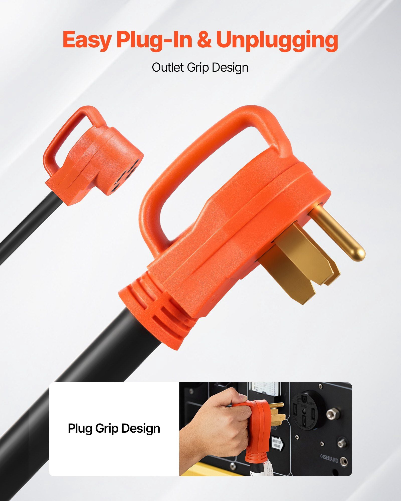 Zaverox 50A NEMA 14-50 4-Prong Y Splitter Adapter Cord, 240V Dual 14-50R Outlets, 6/3+8/1 AWG STW Heavy Duty Cord with Grip Handle for RV EV