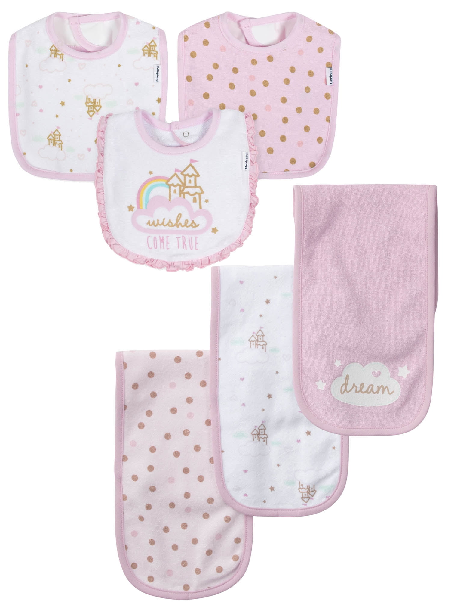 Gerber Gerber Baby Girls Terry Bibs and Burp Cloths, 6Pack Walmart