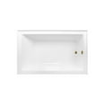 thumbnail image 2 of Aqua Eden CVTAP603622R7 60" Acrylic Rectangular 3-Wall Alcove Tub, Right Hand Drain, Glossy White/Brushed Brass, 2 of 4