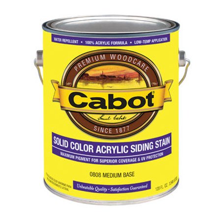 Cabot Solid Medium Base Water-Based Acrylic Solid Color Acrylic Deck Stain 1 gal. - Case Of: 4; Each Pack Qty: