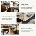 thumbnail image 5 of POVISON 63" Modern Dining Table for 4, Rectangular Pandora Sintered Stone Dining Table, Glossy Marble-Look Tabletop with Bronze U-Shape Carbon Steel Base, 5 of 12