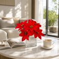 thumbnail image 6 of 3 Pcs Christmas Artificial Flowers Poinsettia Flowers Red 7 Heads Silk Poinsettia Christmas Floral Bouquet Winter Artificial Poinsettia Bushes for Xmas Party Holiday Arrangements Decoration…, 6 of 8