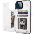 thumbnail image 1 of MYKOMI Compatible with iPhone 12 Pro Max PU Leather Wallet Case with Card Holder, Kickstand Card Slots Case, Double Magnetic Clasp and Durable Shockproof Cover 6.7 Inch(White), 1 of 7