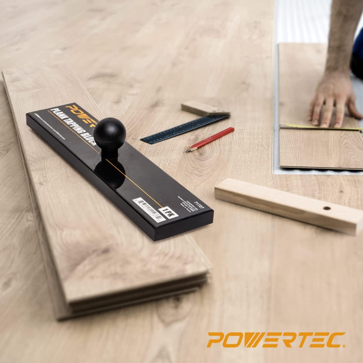 POWERTEC Flooring Installation Kit | Pro Pull Bar and Tapping Block for Laminate and Vinyl Plank Flooring (71852)
