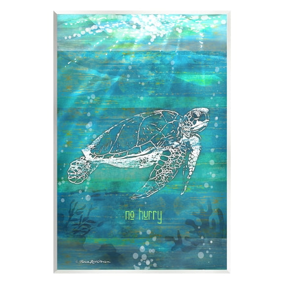 Stupell Industries No Hurry Turtle Phrase Animals & Insects Painting Unframed Art Print Wall Art, 10 x 15