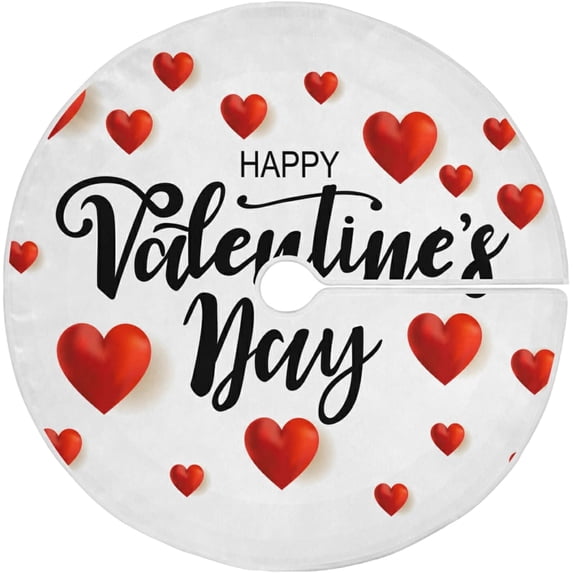 FMSHPON Valentine's Day Mother's Day Red Heart Love Xmas Christmas Tree Skirt Stand Mat for Holiday Party Decoration Indoor Outdoor 36 inches