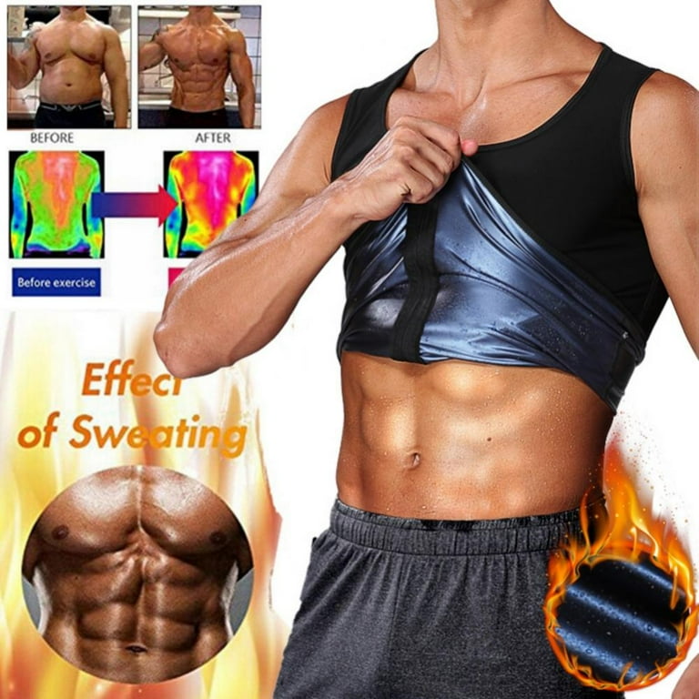 Sauna Sweat Vest Workout Tank Top Waist Trainer for Men Compression Workout Enhancing Vest With Zipper
