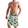thumbnail image 2 of Dailycode Men's Quick Dry Swim Trunks Beach Shorts Casual Summer Board Shorts with Pockets, Green Camouflage Shapes, 2 of 8