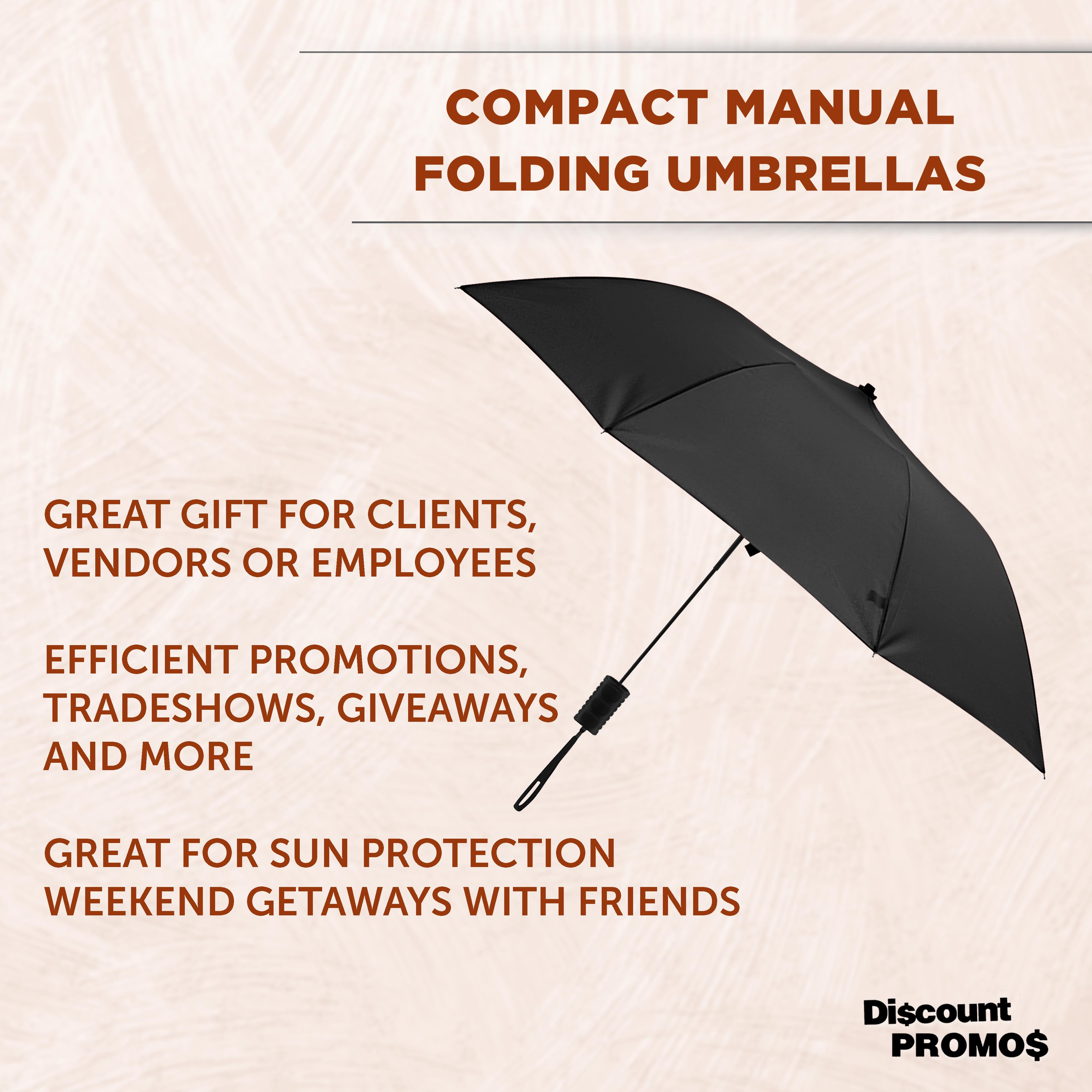 Compact Manual Folding Umbrellas Set of 12, Bulk Pack - Perfect for Travel, Promotional Events or Giveaways - Black