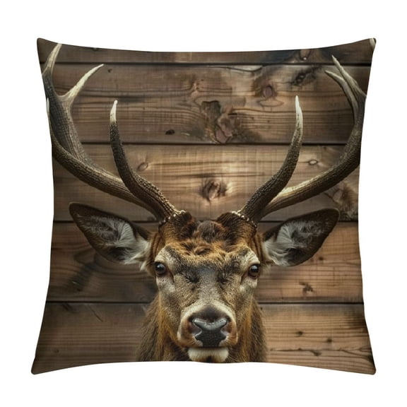 BCIIG Deer Antlers Graphic Decorative Cushion Throw Pillow Cover for Home Living Room Bed Sofa Short Plush, Pack of 1 12x12in