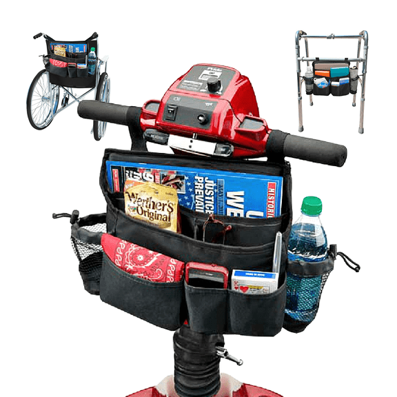 High Road Walker Bag, Wheelchair Bag and Mobility Scooter Caddy With 8 Easy Access Pockets and Side Cup Holders