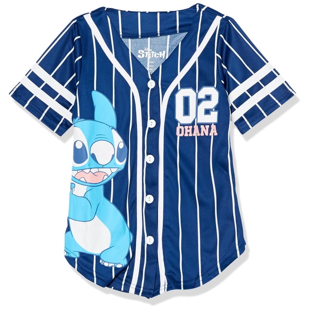 Jersey de béisbol Disney Lilo & Stitch Angel azul marino/blanco para niñas