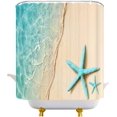 thumbnail image 3 of Beach Shower Curtain Teal Starfish Ocean Coastal Tropical Sea Hawaii Summer Seaside Nature Landscape Marine Life Bath Curtain with Plastic hookss, 3 of 6