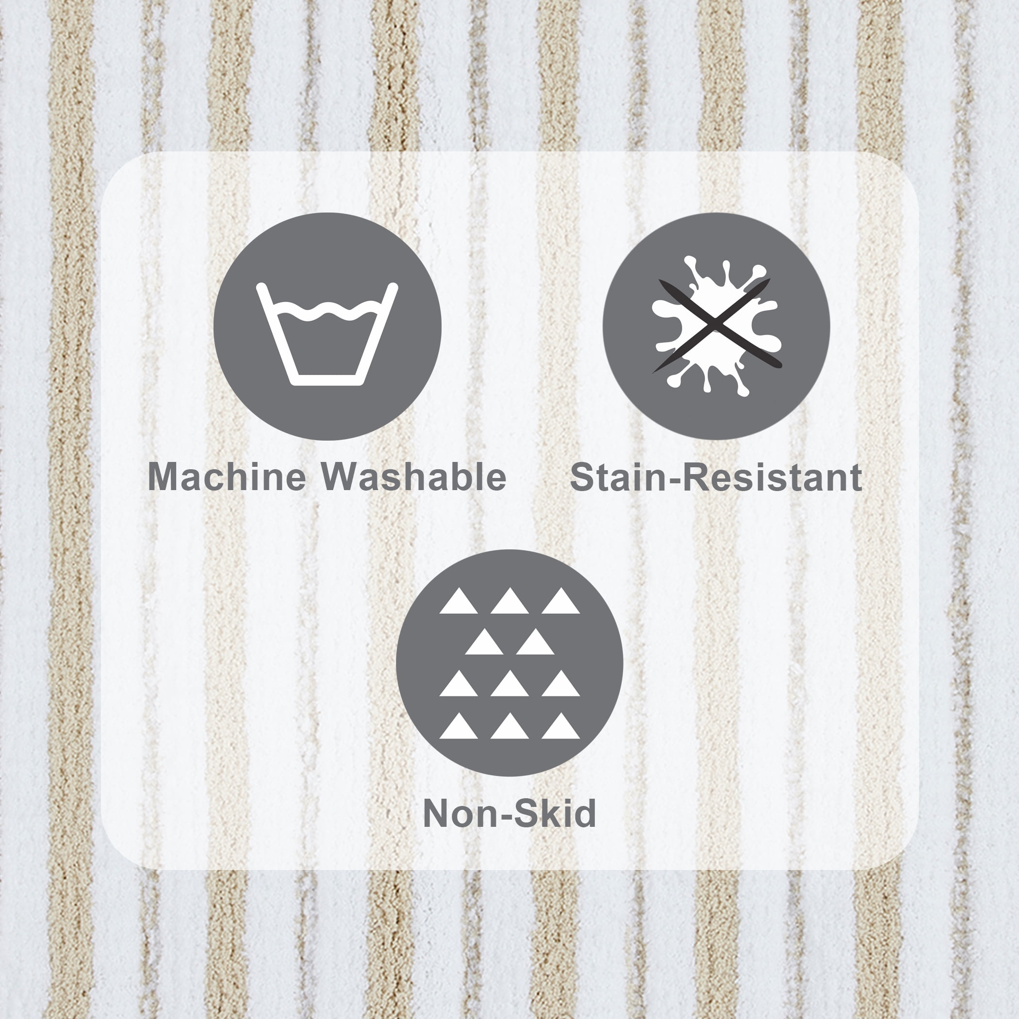 Better Homes & Gardens Signature Soft Tufted Stripe Bath Rug, Almond Biscuit & White, 20" x 34"