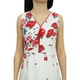 thumbnail image 4 of Bimba Women's White Maxi Dress Floral Print Sleeveless V-Neck Holiday Dress-4, 4 of 6