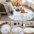 thumbnail image 6 of Retro Oceans Round Living Room Rugs 4 ft, Watercolor Blue Beige Jellyfish Seahorses Seaweed Washable Area Rug with Non-Slip Sturdy Edge Binding Round Carpet for Entryway Kitchen Bedroom Bathroom, 6 of 9
